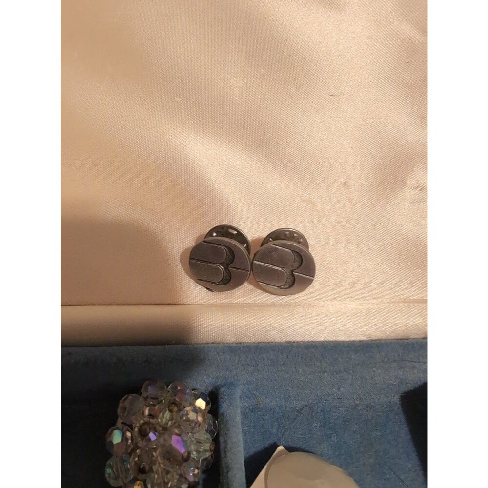 Vintage Silver Tone Cufflinks with Abstract Design